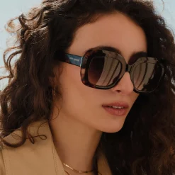 Isabel Bernard La Villette Rive bruin tortoise vierkante zonnebril met bruine glazen Clearance