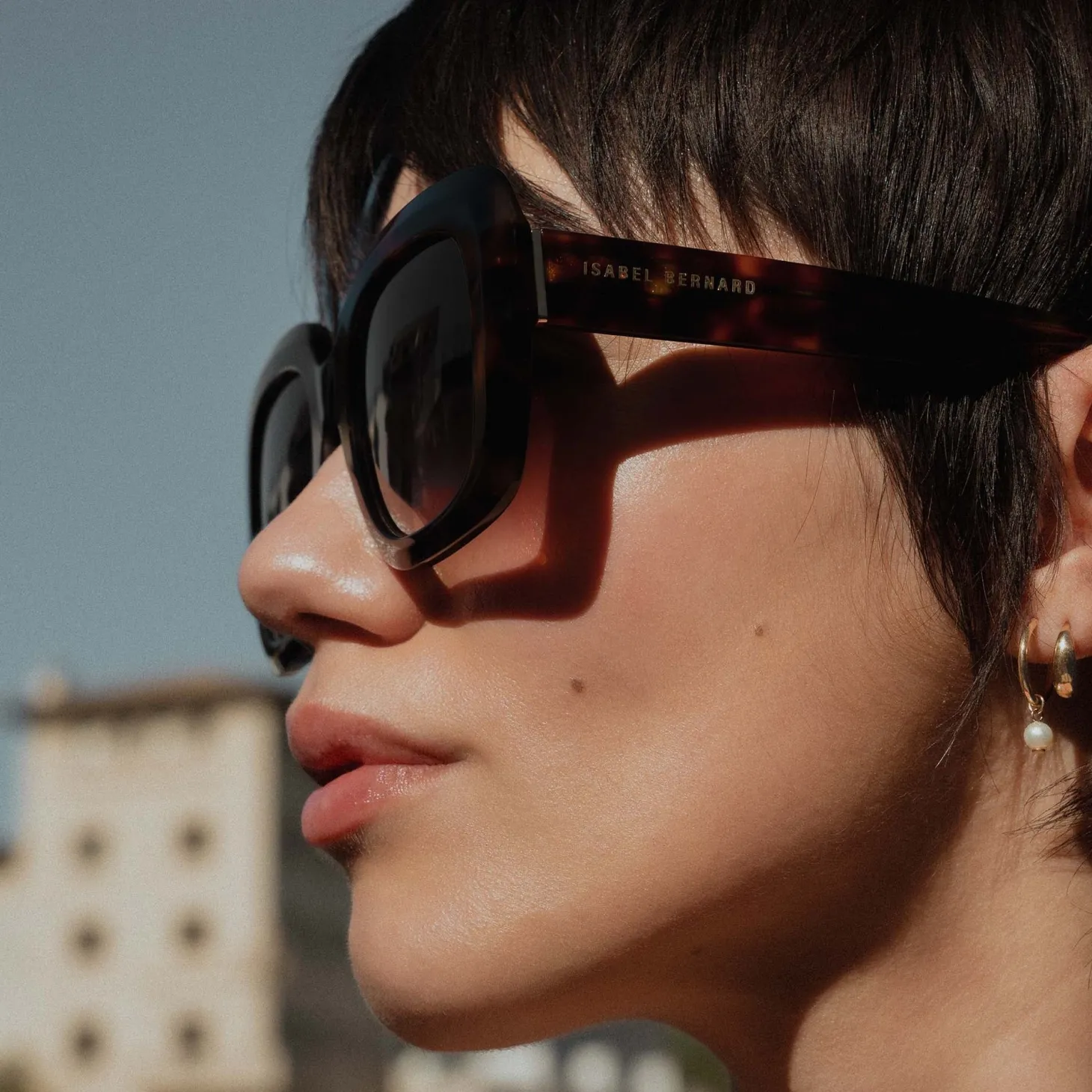 Isabel Bernard La Villette Rive bruin tortoise vierkante zonnebril met bruine glazen Clearance