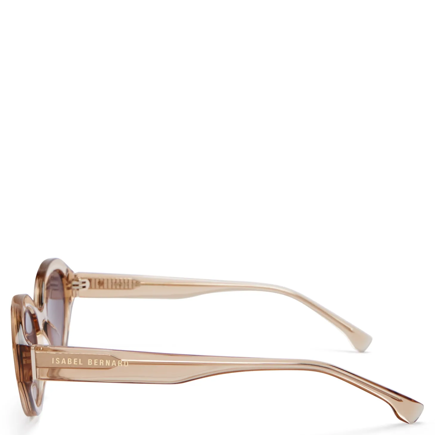 Isabel Bernard La Villette Rosaire transparant beige ovale zonnebril met bruine gradient glazen New