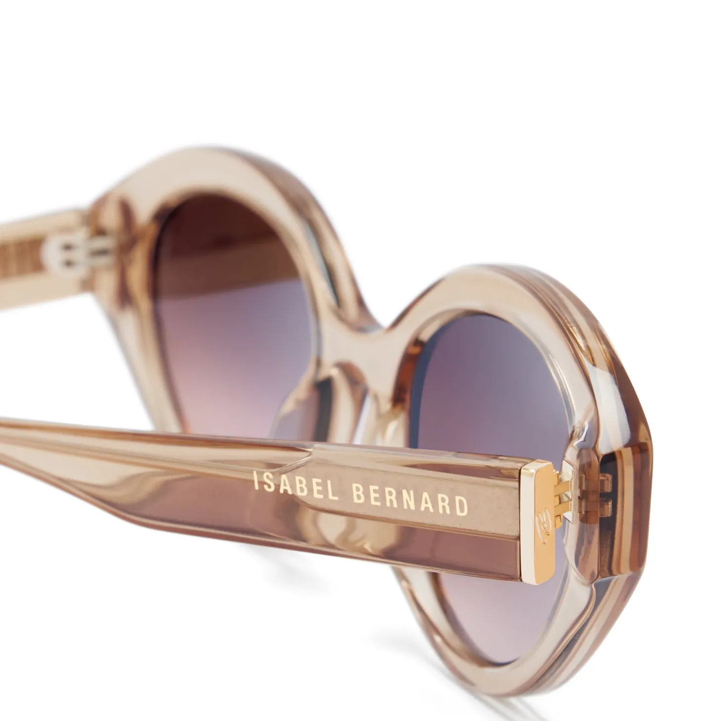 Isabel Bernard La Villette Rosaire transparant beige ovale zonnebril met bruine gradient glazen New