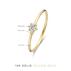 Isabel Bernard Le Marais Abelle 14 karaat gouden ring met zirkonia steen Clearance