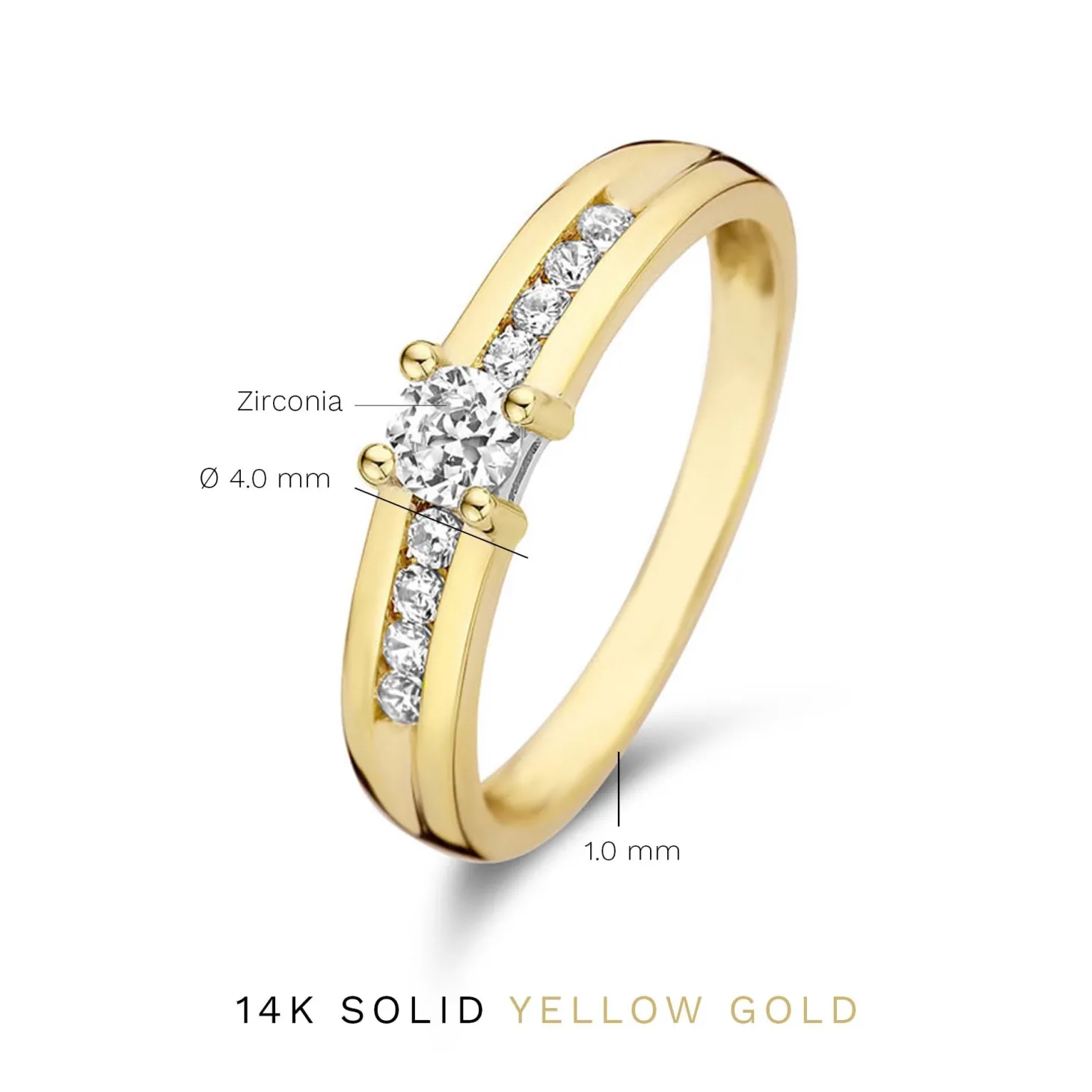 Isabel Bernard Le Marais Estee 14 karaat gouden ring met zirkonia steentjes Online