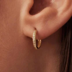 Isabel Bernard Le Marais Merle 14 karaat gouden creolen met zirkonia (10 mm) Cheap