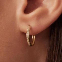 Isabel Bernard Le Marais Merle 14 karaat gouden creolen met zirkonia (12.5 mm) Store