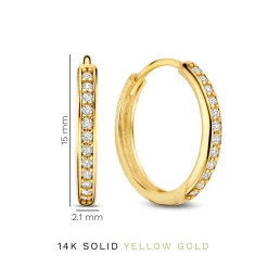 Isabel Bernard Le Marais Merle 14 karaat gouden creolen met zirkonia (12.5 mm) Store
