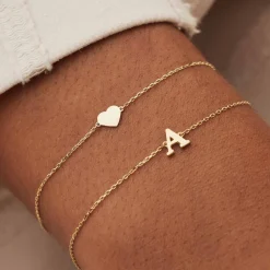 Isabel Bernard Le Marais Rachel 14 karaat gouden initial armband met letter Clearance