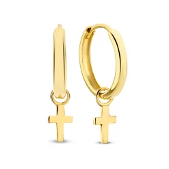 Isabel Bernard Monceau Solange 14 karaat gouden creolen met kruisje Clearance