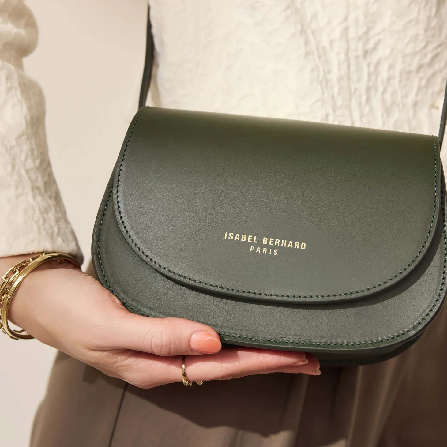 Isabel Bernard Montmartre Manon groene leren crossbody tas van natuurleer Best Sale