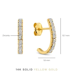 Isabel Bernard Rivoli Alizée 14 karaat gouden halve creolen met zirkonia steen Sale