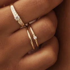 Isabel Bernard Rivoli Aélys 14 karaat gouden stacking ring met zirkonia steentje Clearance