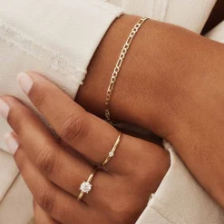 Isabel Bernard Rivoli Aélys 14 karaat gouden stacking ring met zirkonia steentje Clearance