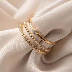 Isabel Bernard Rivoli Aélys 14 karaat gouden stacking ring met zirkonia steentje Clearance