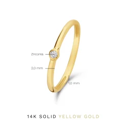 Isabel Bernard Rivoli Aélys 14 karaat gouden stacking ring met zirkonia steentje Clearance