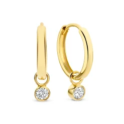 Isabel Bernard Rivoli Aélys 14 karaat gouden creolen met zirkonia steentje Flash Sale