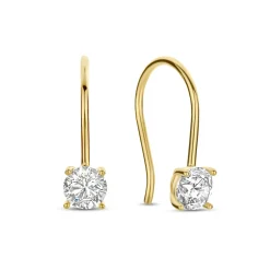 Isabel Bernard Rivoli Elise 14 karaat gouden oorhangers met zirkonia steentje Fashion
