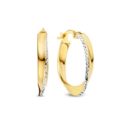 Isabel Bernard Rivoli Laura 14 karaat gouden creolen met diamond cut (15.5 mm) Flash Sale