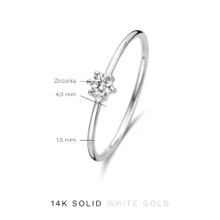 Isabel Bernard Saint Germain Abelle 14 karaat witgouden ring met zirkonia steentje Shop