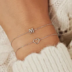Isabel Bernard Saint Germain Amore 14 karaat witgouden armband met hartje Discount