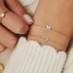 Isabel Bernard Saint Germain Amore 14 karaat witgouden armband met hartje Discount
