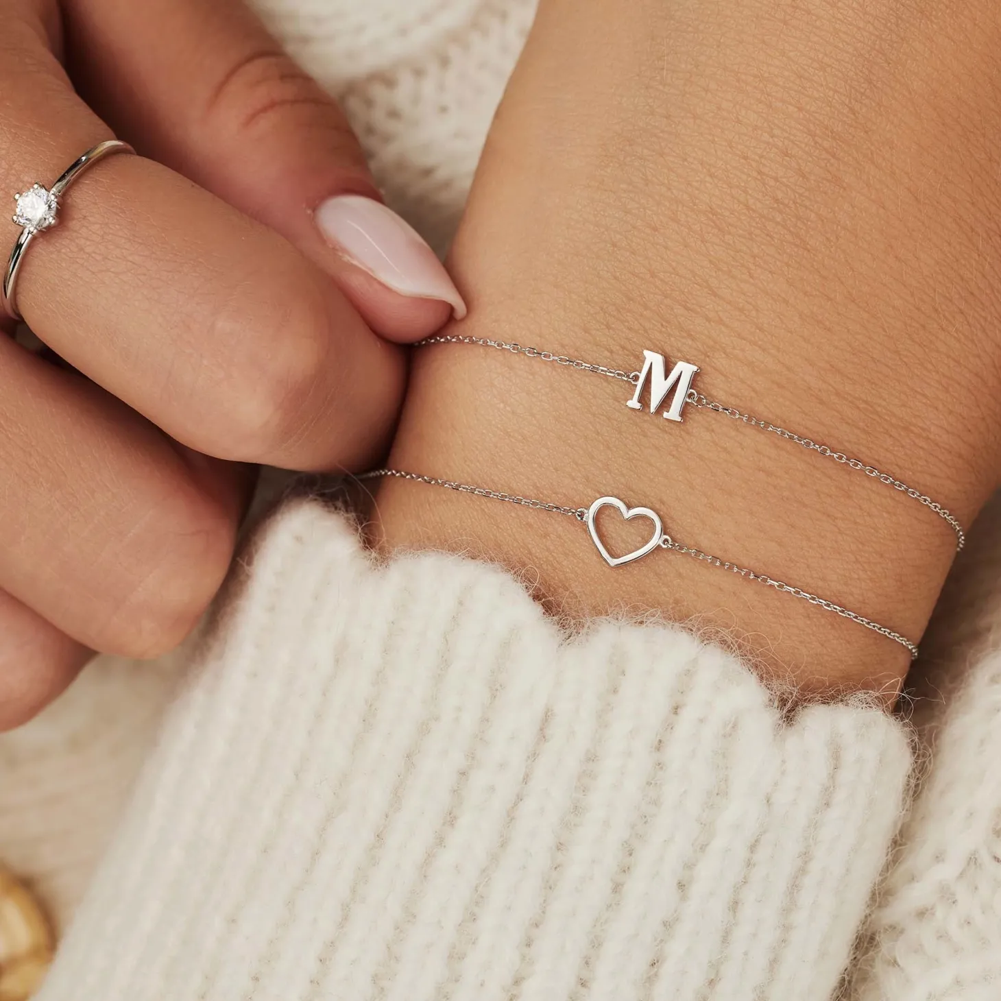 Isabel Bernard Saint Germain Amore 14 karaat witgouden armband met hartje Discount