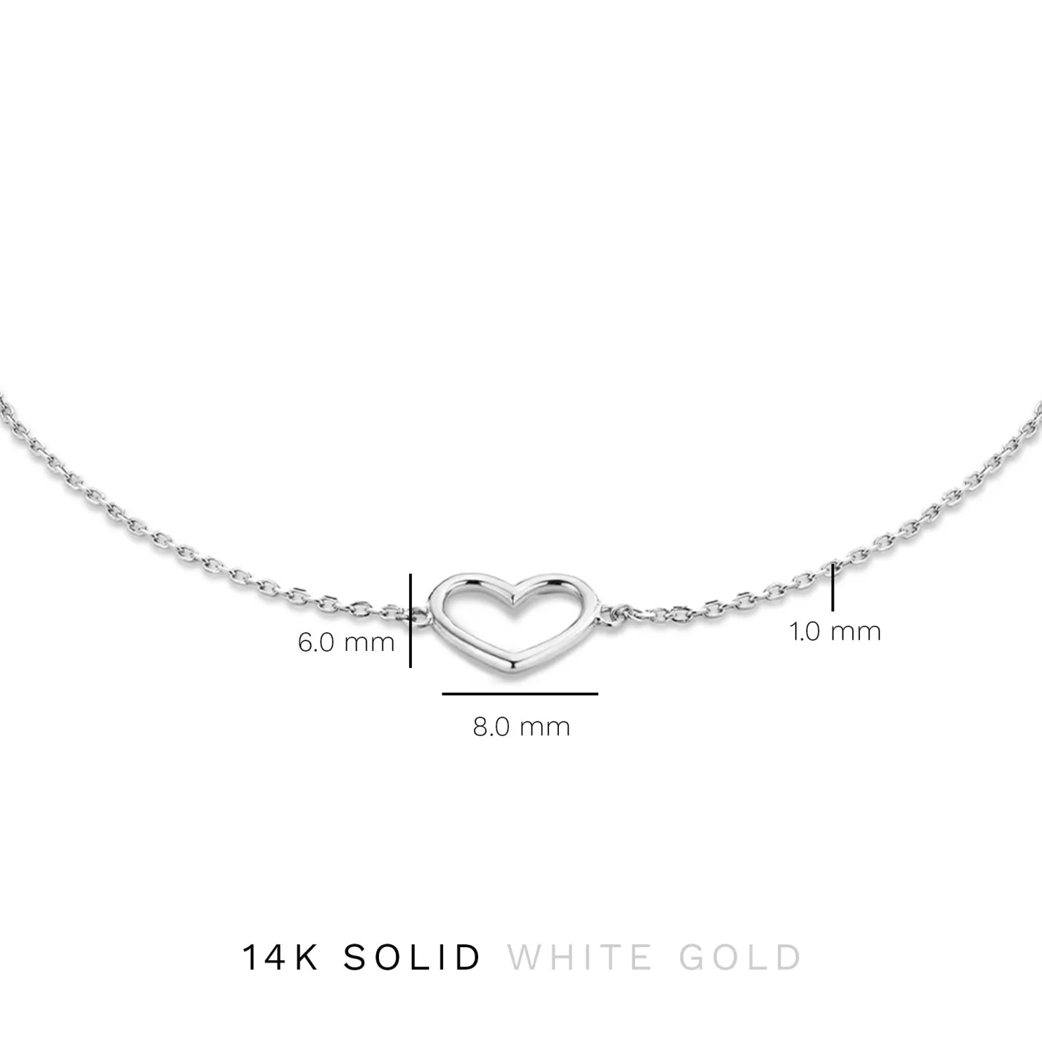 Isabel Bernard Saint Germain Amore 14 karaat witgouden armband met hartje Discount