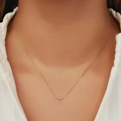 Isabel Bernard Saint Germain Amore 14 karaat witgouden collier met hartje Cheap