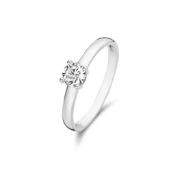 Isabel Bernard Saint Germain de Buci 14 karaat witgouden ring met zirkonia steentje New
