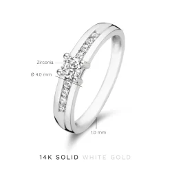 Isabel Bernard Saint Germain Estee 14 karaat witgouden ring met zirkonia steentjes Store