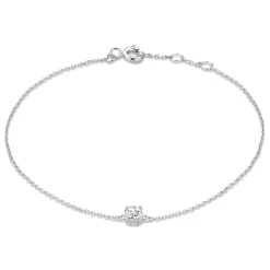 Isabel Bernard Saint Germain Faïs 14 karaat witgouden armband met zirkonia steentje Cheap