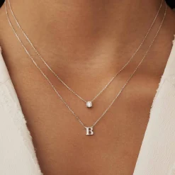 Isabel Bernard Saint Germain Garance 14 karaat witgouden collier met zirkonia steentje Cheap