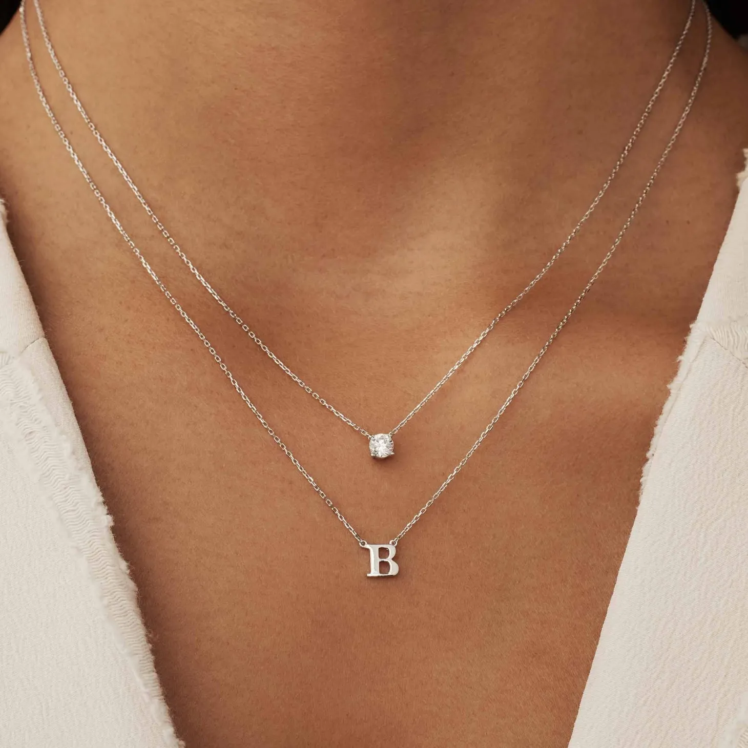 Isabel Bernard Saint Germain Garance 14 karaat witgouden collier met zirkonia steentje Cheap