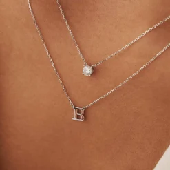 Isabel Bernard Saint Germain Garance 14 karaat witgouden collier met zirkonia steentje Cheap