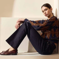 Isabel Bernard Vendôme Blandine croco bruine loafers van kalfsleer Store