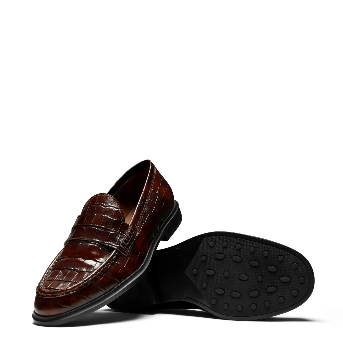 Isabel Bernard Vendôme Blandine croco bruine loafers van kalfsleer Store