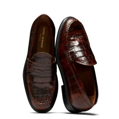Isabel Bernard Vendôme Blandine croco bruine loafers van kalfsleer Store