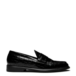 Isabel Bernard Vendôme Blandine croco zwarte leren loafers van kalfsleer Store