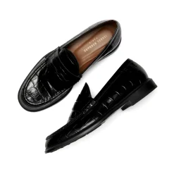 Isabel Bernard Vendôme Blandine croco zwarte leren loafers van kalfsleer Store
