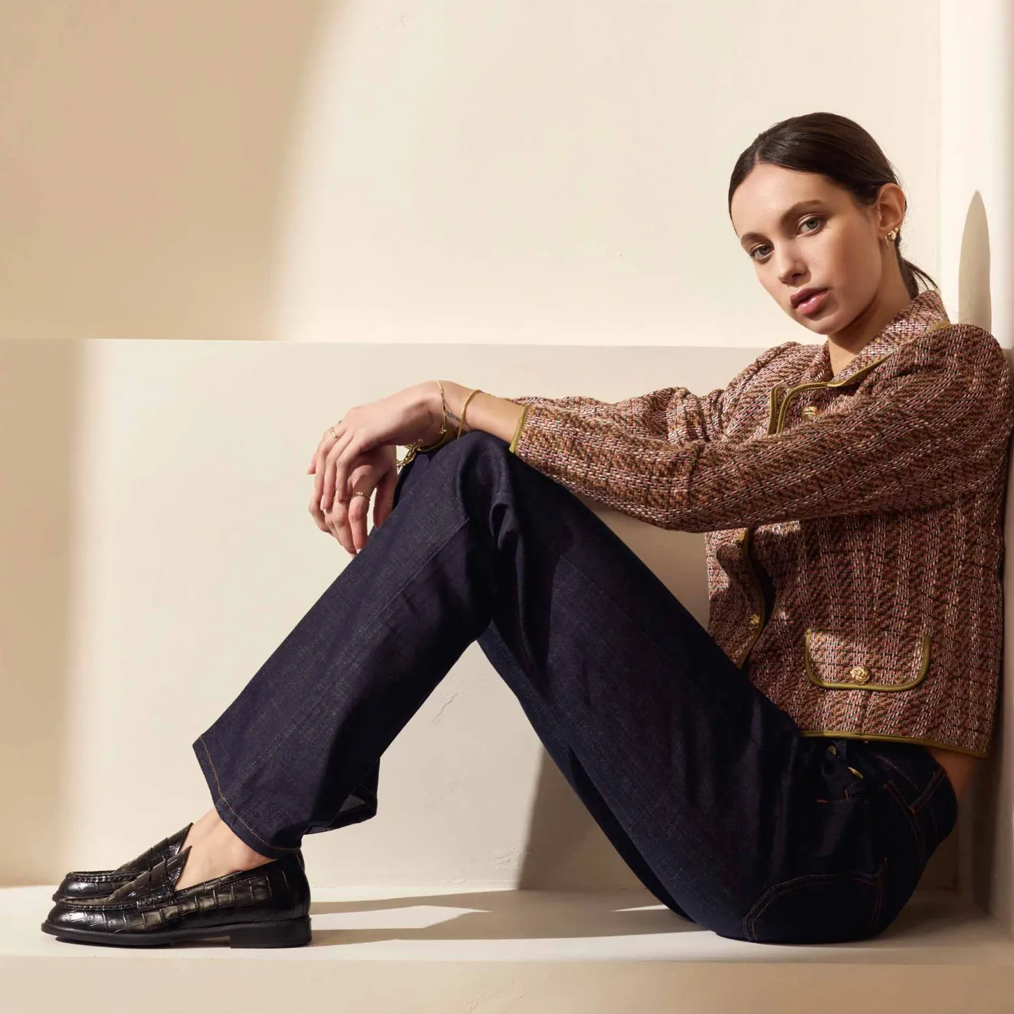 Isabel Bernard Vendôme Blandine croco zwarte leren loafers van kalfsleer Store