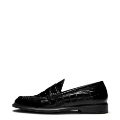 Isabel Bernard Vendôme Blandine croco zwarte leren loafers van kalfsleer Store