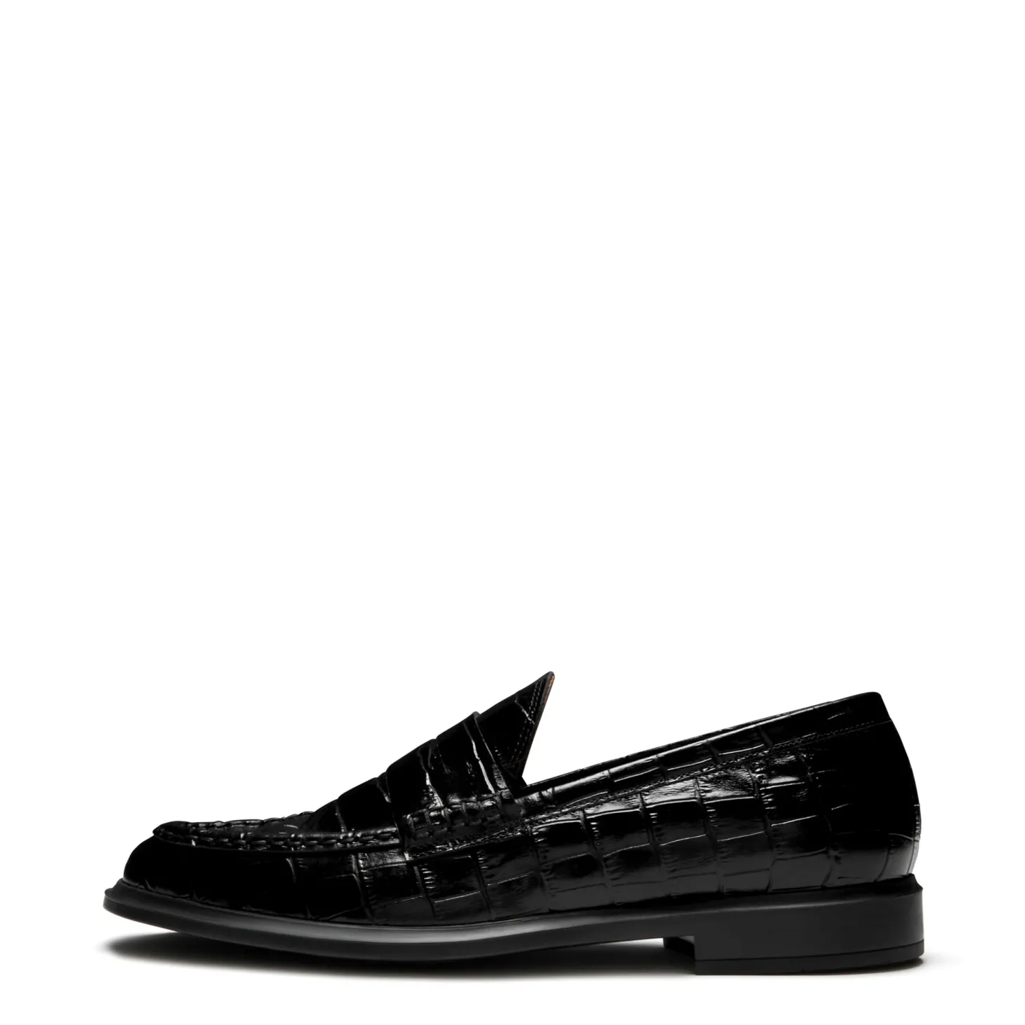Isabel Bernard Vendôme Blandine croco zwarte leren loafers van kalfsleer Store
