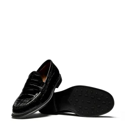 Isabel Bernard Vendôme Blandine croco zwarte leren loafers van kalfsleer Store