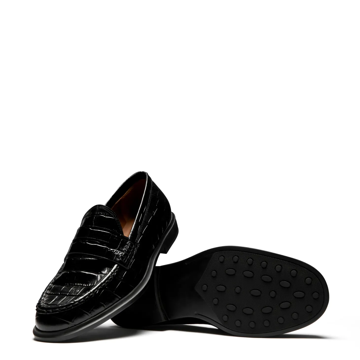 Isabel Bernard Vendôme Blandine croco zwarte leren loafers van kalfsleer Store