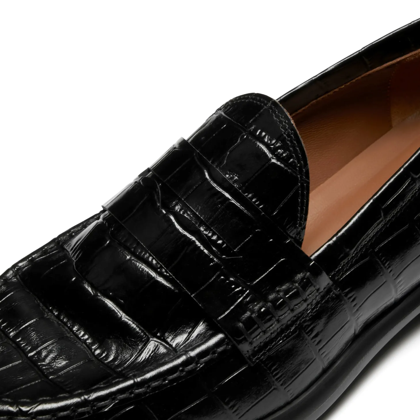 Isabel Bernard Vendôme Blandine croco zwarte leren loafers van kalfsleer Store