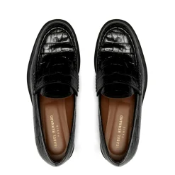 Isabel Bernard Vendôme Blandine croco zwarte leren loafers van kalfsleer Store