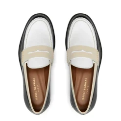 Isabel Bernard Vendôme Blandine zwart en wit leren loafers van kalfsleer met witte details Best Sale