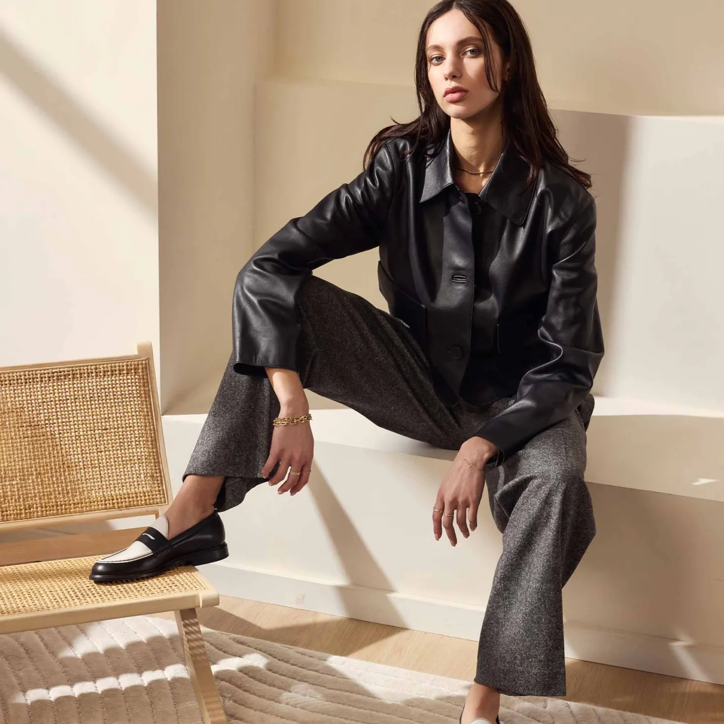 Isabel Bernard Vendôme Blandine zwart-wit leren loafers van kalfsleer Discount