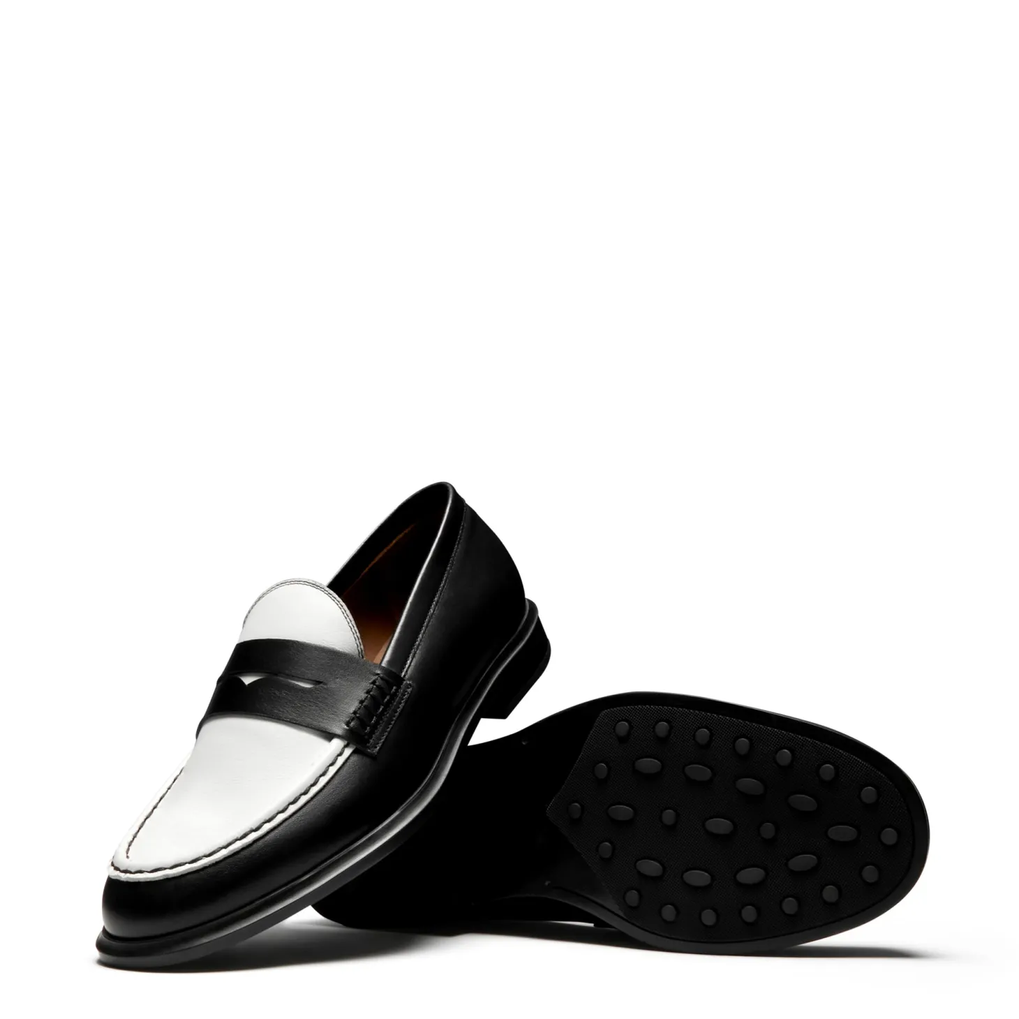 Isabel Bernard Vendôme Blandine zwart-wit leren loafers van kalfsleer Discount
