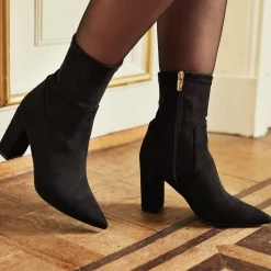 Isabel Bernard Vendôme Fem zwarte nylonstretch suède heels Clearance