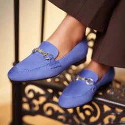Isabel Bernard Vendôme Fleur blauwe suède loafers Best Sale