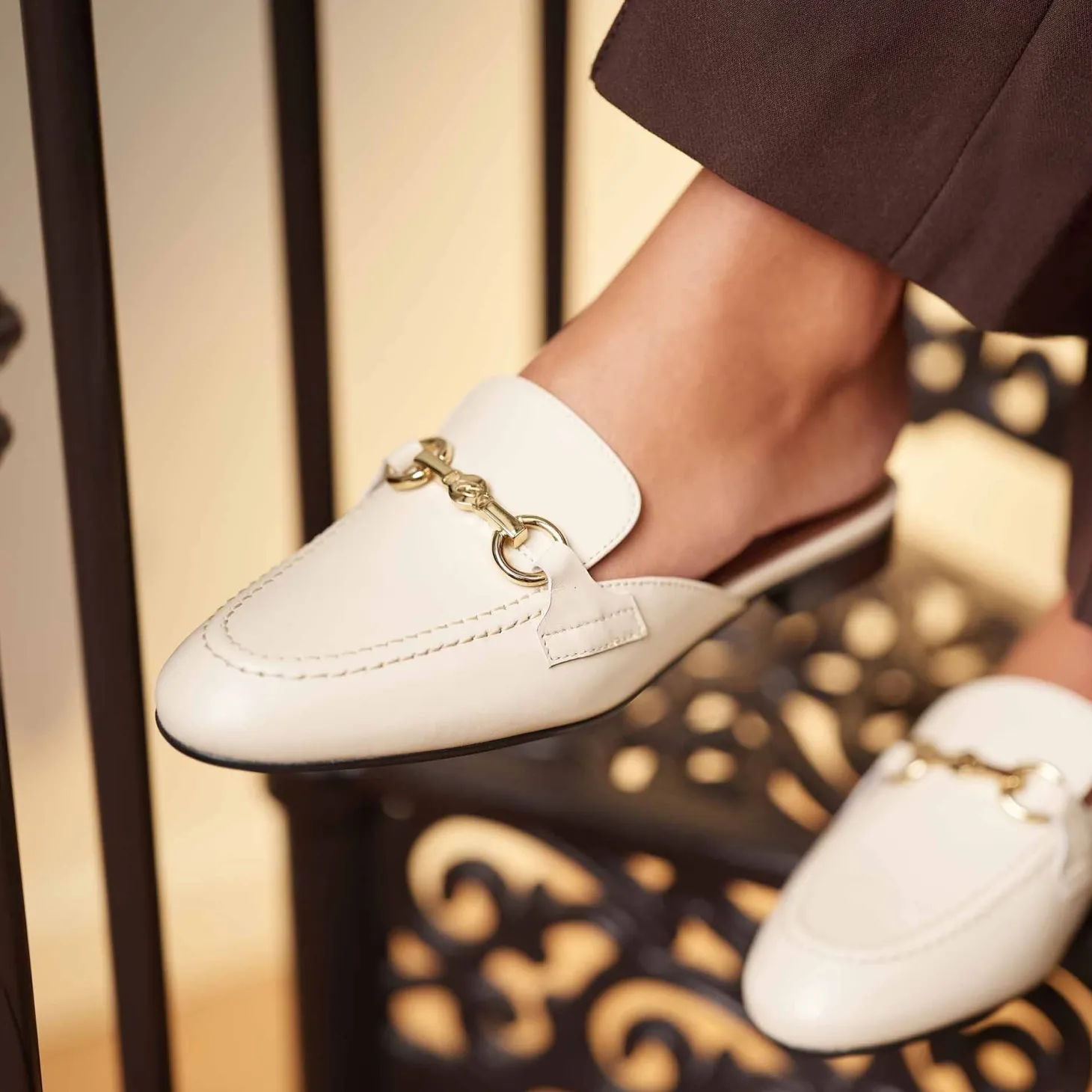 Isabel Bernard Vendôme Fleur crème leren slipper loafers van kalfsleer Cheap